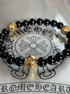 美品/クロムハーツ/Chrome hearts/ビーズブレスレット　BEAD8㎜　22k オニキス