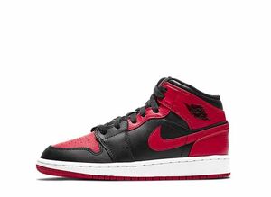 Nike GS Air Jordan 1 Mid "Bred" 22.5cm 554725-074