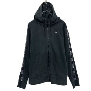 NIKE プリント スウェット パーカー ナイキ M フルジップ ブラック 古着卸 アメリカ仕入 a609-6255