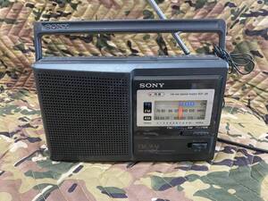 J5198 SONY ICF-28　AM灯台放送 FM / AM 2BAND RADIO ワイド２バンドラジオ　コード付き 動作確認済 ソニー 黒