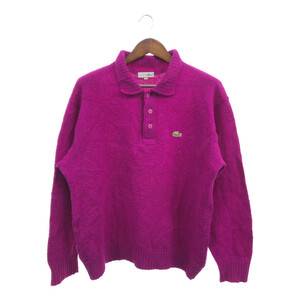 ■ 90年代 フランス製 LACOSTE ラコステ ニットポロシャツ ウール セーター パープル (レディース 6) 中古 古着 Q2701 1円スタート