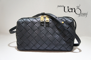 【質屋】送料無料！　BOTTEGA VENETA　ボッテガ・ヴェネタ　イントレチャート　レザー　ショルダーバッグ（黒）