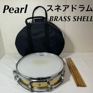 【美品】パール スネアドラム BRASS SHELL REMO 打楽器 Pearl Super Hoop 音楽機器 楽器 バンド 太鼓 ドラム 