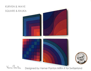 送料無料！4枚set 1点物！超レア！Verner PantonパントンKURVEN WAVE SQUARE RAUKAマルチカラーMIRA-Xオリジナル検yamagiwa VITRA ARTEMIDE