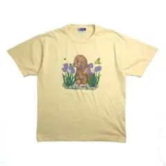 90S ヴィンテージ 古着 子犬 ファニー Tシャツ メンズL イエロー