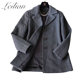 A22◆極美品 レリアン Leilian 大きいサイズ 11 L XL 前後 ゆったり カシミヤ 100％ コート ジャケット 羽織り アウター チェスター 秋冬