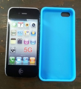 新品iPhone SE 5 5s ケース青水玉