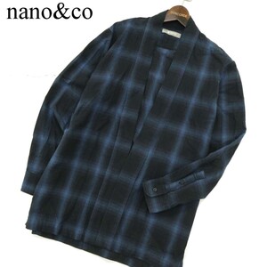 nano&co ナノユニバース 秋冬 長袖 オンブレー チェック★ シャツ カーディガン ガウン 羽織り Sz.M　メンズ　A3T10435_9#B