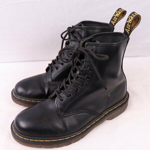 ドクターマーチン UK7/25.5cm-26.0cm/8ホール 黒 ブラック ブーツ レザー メンズ レディース dr.martens 中古 古着 dh4103