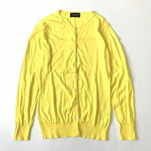 JOHN SMEDLEY ジョンスメドレー クルーネック コットン 長袖 ニットカーディガン 英国製 イエロー size:M レディース/スメドレー 最高級