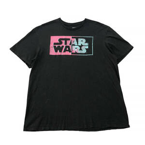 【980円スタート】USA 古着 半袖 Tシャツ STARWAS ブラック 黒 メンズXLサイズ スターウォーズ ロゴTシャツ 映画 古着卸 激安 BA1498