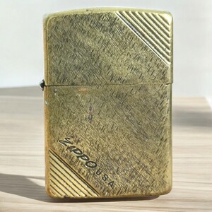 ZIPPO　ジッポ　SOLID BRASS U.S.A. オイルライター　ソリッドブラス　真鍮　斜め線　ダイアゴナルライン　ゴールド　1989年