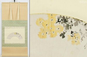 【真作】【WISH】平福百穂 日本画 掛軸 扇面 ◆花逸品 　　〇帝国美術院会員 川端玉章門 物故大家 #25010034