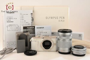 １円出品 OLYMPUS オリンパス PEN E-PL9 ホワイト ダブルズームキット 元箱付き シャッター回数僅少【オークション開催中】