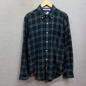 J975 TOMMY HILFIGER トミー ヒルフィガー 長袖 BD シャツ チェック ボタンダウン コットン カジュアル メンズ ネイビー サイズ XL