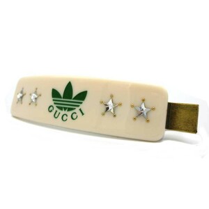 グッチ adidas x GUCCI アディダス トレフォイル プリント バレッタ ヘアクリップ 702940 IAABI 8522 アウトレット レディース 