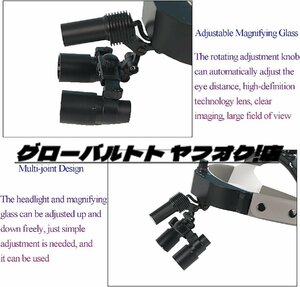 拡大鏡ルーペ 2.5X/3.5X ヘッドランプ外科医療双眼ルーペヘッドマウント LED ライト整形外科