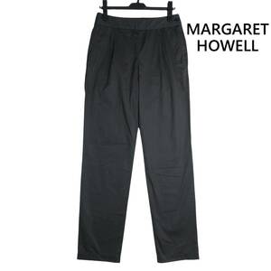 ◆美品 送料無料◆ MARGARET HOWELL マーガレットハウエル 軽め♪ コットン ストレート パンツ 黒 ブラック レディース 3 ◆日本製◆ 0674G