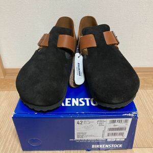 【未使用】BIRKENSTOCK ビルケンシュトック 1016969 LONDON BS スエードレザー BLACK/COGNAC サイズ42 27cm