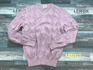 TAKEO KIKUCHI タケオキクチ メンズ アーガイル柄織り ニットセーター 2 紫