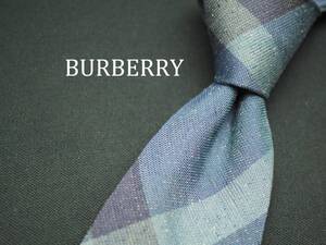 美品【BURBERRY バーバリー】 C1546 細身 チェック SILK ブランド ネクタイ 古着 良品