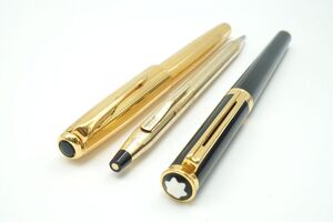 1円〜 万年筆 ボールペン 3本セット まとめ売り パーカー モンブラン クロス PARKER MONTBLANC CROSS K18 750 筆記未確認 ジャンク 0913k