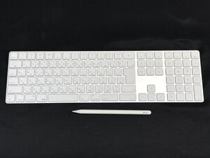 【J098】純正 Apple Magic Keyboard A1843 テンキー付き 日本語キーボード Apple Pencil アップルペンシル 第2世代 003-180205 セット b