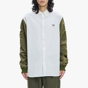 FRED PERRY 23AW 袖切替カジュアルBDシャツ M 新品同様 MA-1 フレッドペリー