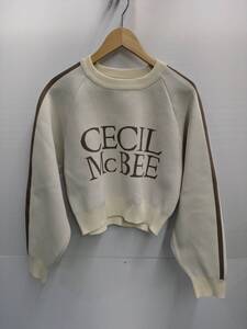 CECIL Mc BEE セシルマクビー ショート丈ニット プルオーバー スウェット サイズL 373632 A129