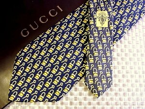 ♪34730D♪状態並品【南京錠 鍵 柄】グッチ【GUCCI】ネクタイ