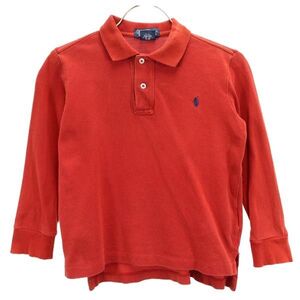 ポロバイラルフローレン 長袖 ポロシャツ 4 レッド Polo by Ralph Lauren 鹿の子 キッズ