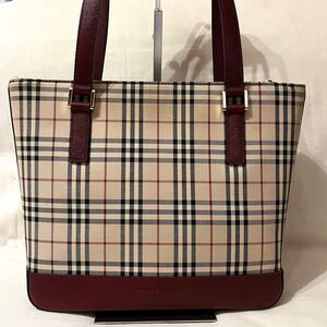 希少 入手困難 BURBERRY バーバリー ノバチェック トートバッグ ハンドバッグ 肩掛け マザーズバッグ レディース ユニセックス レア レザー