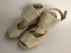 ☆即決*USED【ツモリチサト TSUMORI CHISATO WALK】サンダル*ウエッジソール*22.5ｃｍ*生成り×シルバー☆