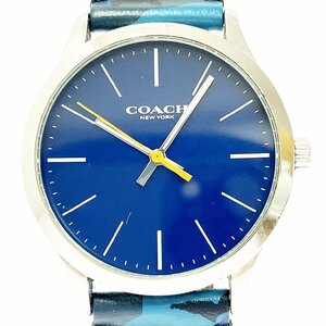 【1円スタート】COACH コーチ CA.118.2.112.1537 SS×革ベルト ネイビー文字盤 クオーツ メンズ腕時計 289680