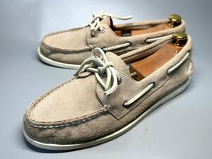 【即決】SPERRY TOP SIDER 27cm程度 8.5 スペリー トップサイダー ベージュ デッキシューズ カジュアル 靴 くつ レザー ヌバック