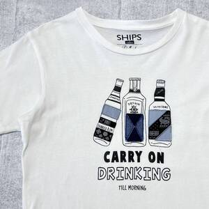 SHIPS 染み込みプリント アップリケ Tシャツ セレクトブランド シップス　　ショートスリーブ クルーネック バンダナ ワッペン 玉10184