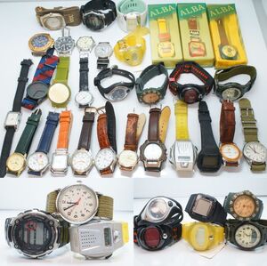 A33●美品含む 30点セット メンズ腕時計 革 レザーベルト他 CITIZEN/SEIKO/CASIO/TIMEX/SECTOR/WENGER/NIKE 他 大量まとめ クォーツ