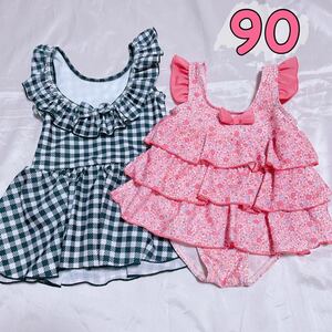 中古★女の子 ワンピース水着　2枚セット 90㎝ キッズ