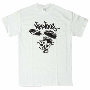 [Lサイズ]Nervous（ナーバス） レコード ロゴ NYガラージ ／ハウス／クラブDJ 音楽Tシャツ ホワイト