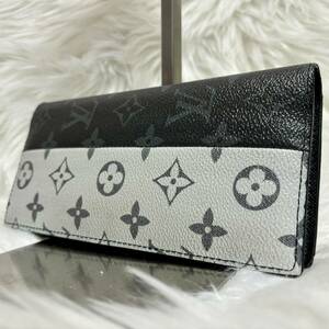 【１スタ】希少 美品 LOUIS VUITTON ルイ ヴィトン ポルトフォイユ ブラザ モノグラム エクリプス スプリット 二つ折り 長財布 M63027