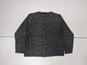 7．カシミヤ 100％ SOAGE ニット カーディガン Cashmere カシミア レディースM-L グレー黒系x408