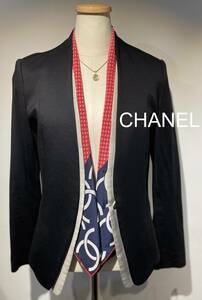 【極美品】CHANEL シャネル シルク スカーフ ココマーク 小紋柄 レッド × ネイビー 赤 青 白 レア柄 ジャケット トレンチコート 鑑定済