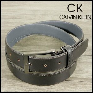 新品 訳有 カルバンクライン 濃茶 牛革レザー ベルト カット調節可能 CK CALVIN KLEIN メンズ 紳士 【3015】