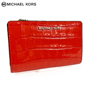 マイケルコース レディース 財布 二つ折り財布 MICHAEL KORS クロコダイル エンボス レザー ウォレット 32S4G8ED6A コーラル 新作 新品