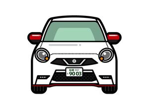 【ナンバープレート入れ】日産 マーチ ニスモ風カーマグネット・ブリリアントホワイトパール