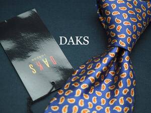 未使用品【DAKS ダックス】 C1033 ネイビー SILK ブランド ネクタイ 古着 良品