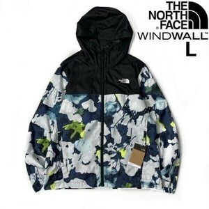 1円～!売切!【正規新品】THE NORTH FACE◆PRINTED CYCLONE JACKET 3 ウインドパーカー US限定 ロゴ刺繍 軽量 撥水 登山(L)紺 総柄 180915-5