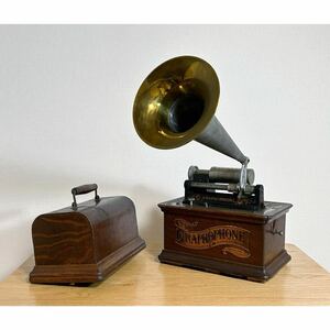 貴重 蝋管蓄音機 ホーン ジャンク COLUMBIA GRAPHOPHONE エジソン型 アンティーク ビンテージ コロンビア 蓄音機 パーツ 部品 古道具