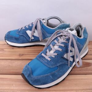 z5443【574】ニューバランス US8 26.0cm/青 ブルー 白 ホワイト 灰 グレー newbalance メンズ スニーカー 中古