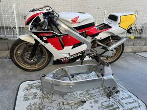 [動画有り] HONDA NSR250 SP MC21 1990年 レーサー ベース 書無し 書つきSEフレーム付き 部品取りレストア ペンタ PENTAX ロスマンズ